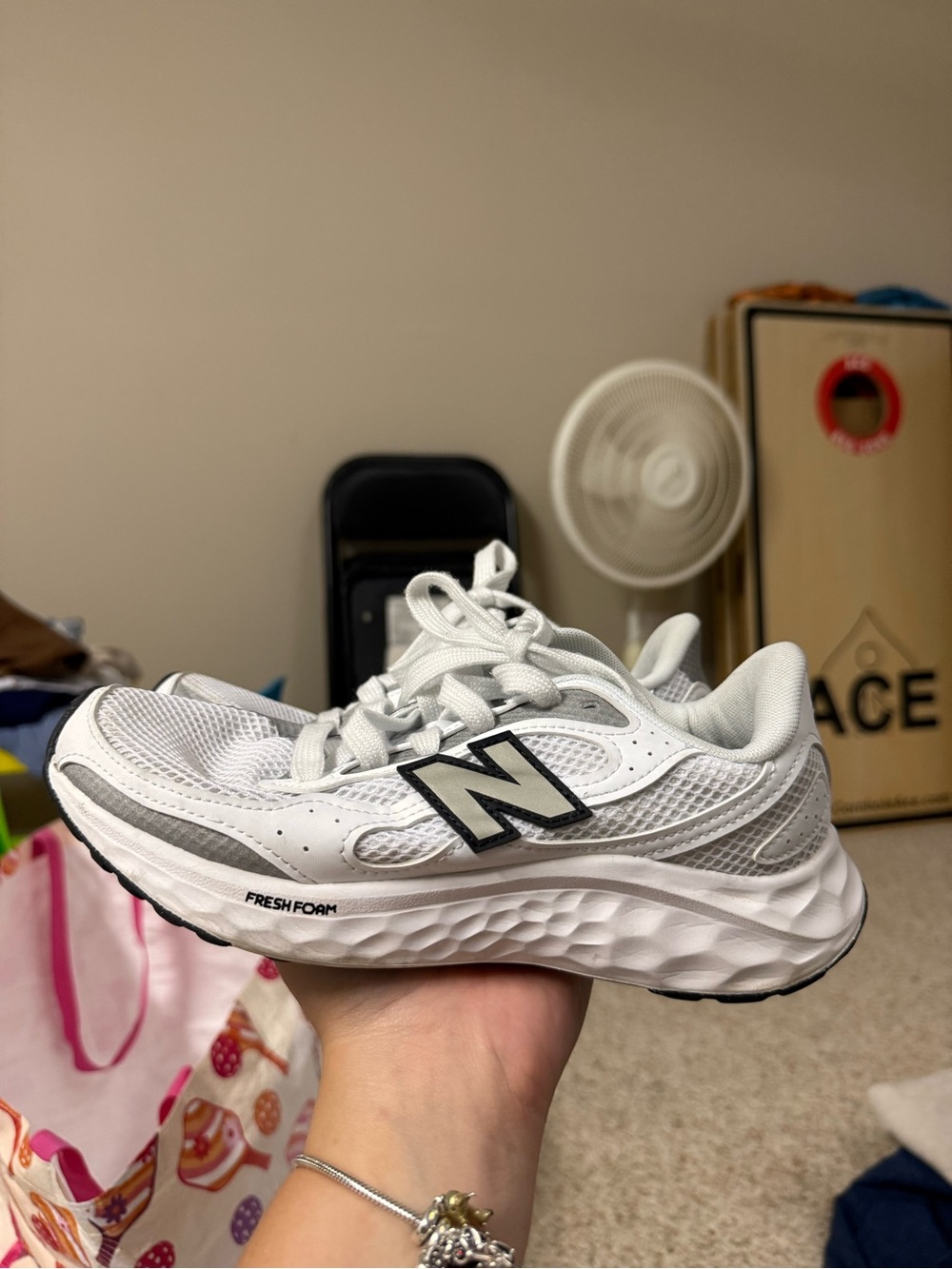 New Balance White Sneakers with Padded Collar
